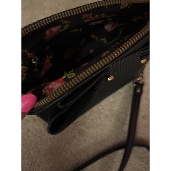 Betsey Johnson Set Of 2 Bags With Bow & Heart Detailing - Black & Patterned SEE - Picture 6 of 13